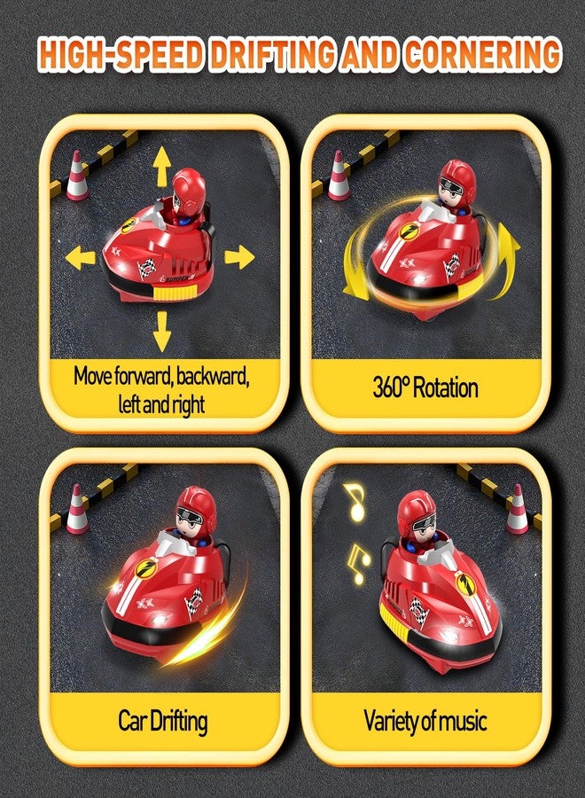 Dwi Dowellin 2 Pack Remote Control Cars, RC Cartoon Bumper Car Toys for Kids, with Light&Music&Sound Race Cars for 2 Player Racing Together, Christmas Birthday Gift for Toddler Boy, Girl 3+ Year Old - Image 2